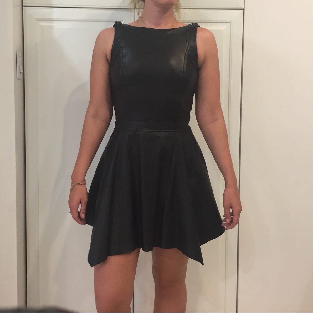 BNWT Armani Exchange black leather dress